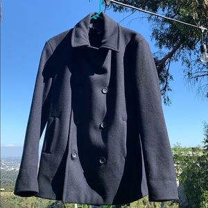 Men’s Marc Jacobs Navy Wool Pea Coat (SIZE: LARGE)